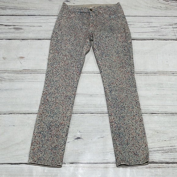 MiH Jeans Beige Denim Splatter Bonn High Rise Super Skinny Italy Size 28 - Picture 9 of 13